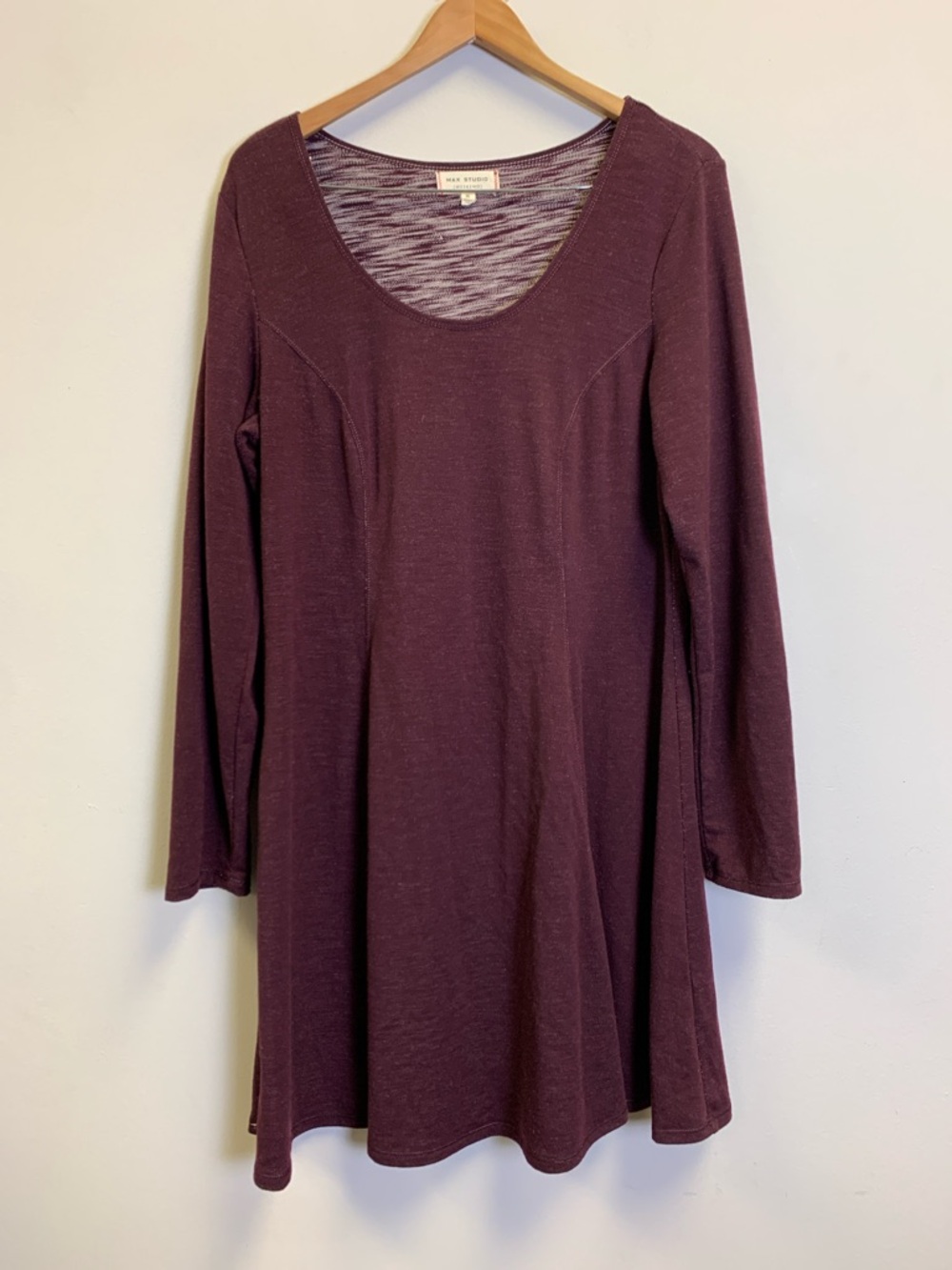 Max Studio Plum Long Sleeve Scoop Neck Dress